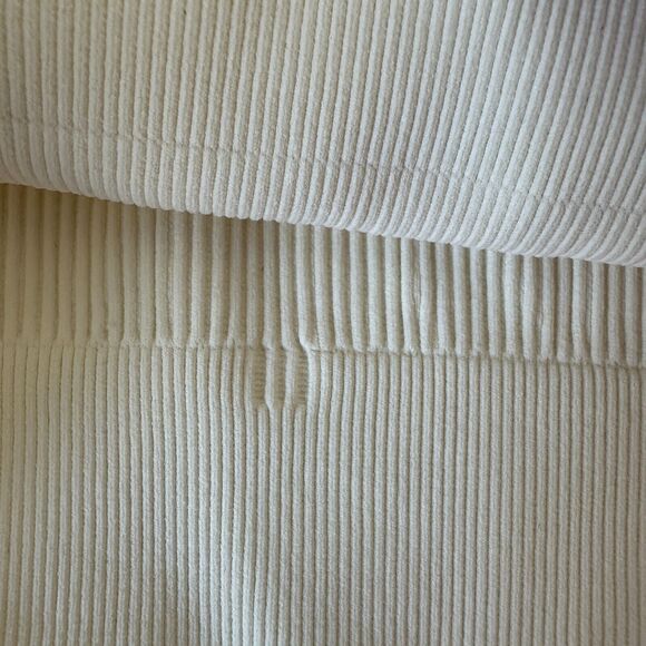 Cream Ribbed Knit Cut Front V-Neck Soft Sports Bra Crop Top No Inserts Medium - Picture 5 of 9